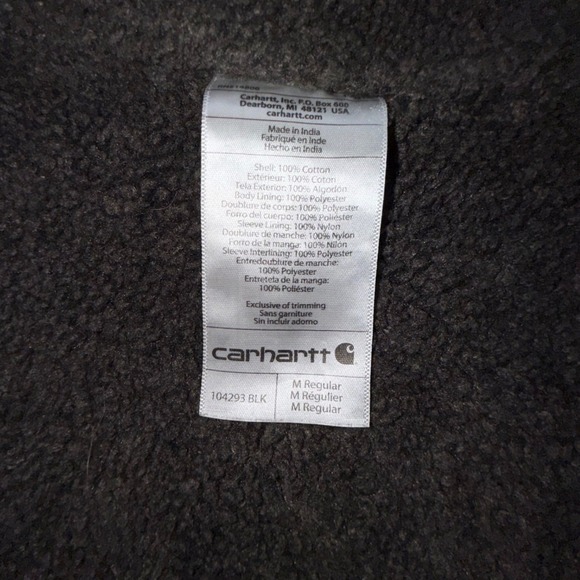 Carhartt Mens Sherpa Lined Washed Duck Ridge Coat Black Loose Fit M OC4293-M - Picture 8 of 11